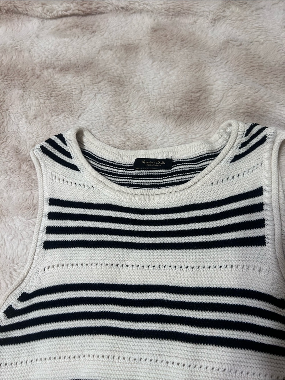 Massimo Dutti White & Black Striped Knit Tank Dress